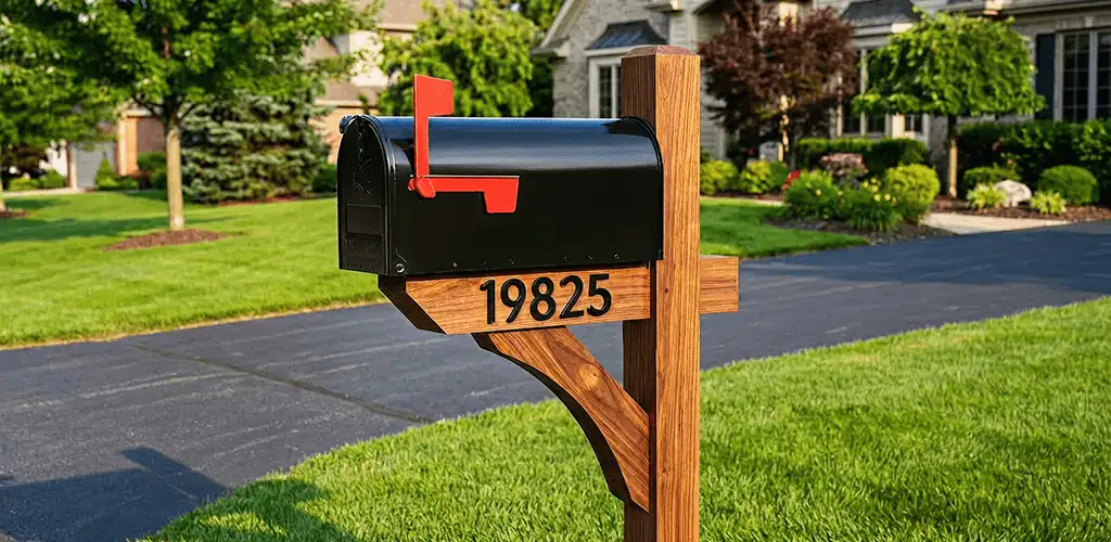 New mailbox installation with post and address number for a home in Mesa, AZ