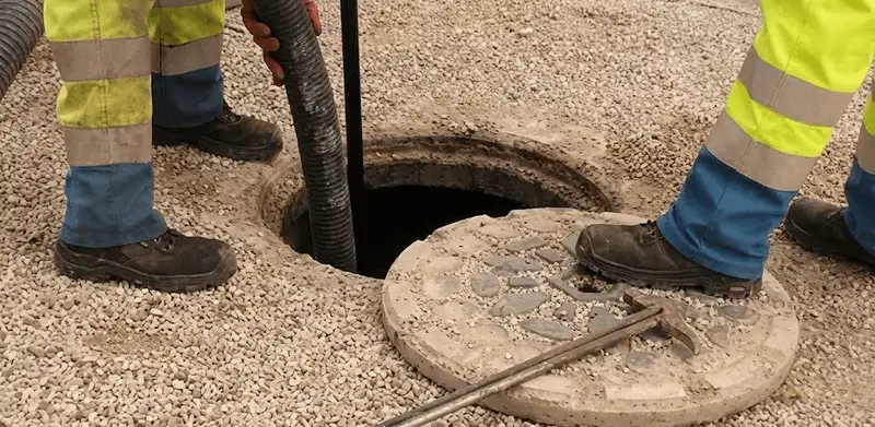 Drain cleaning crew clearing a sewer access point with professional equipment in Mesa, AZ