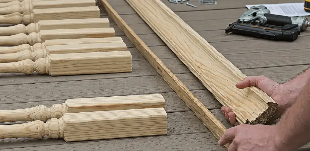 Handrail installation materials and wood components for stair rail work in Mesa, AZ