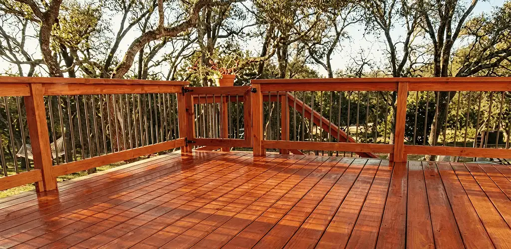 Deck sealing results with a freshly sealed wood deck in Mesa, AZ